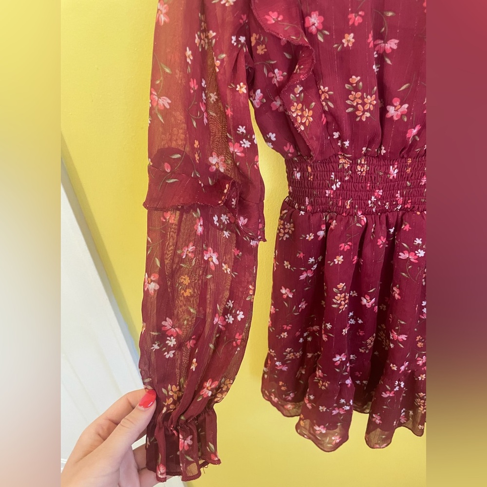☀️Floral Burgundy Dress-Trende Girl - Picture 3 of 5
